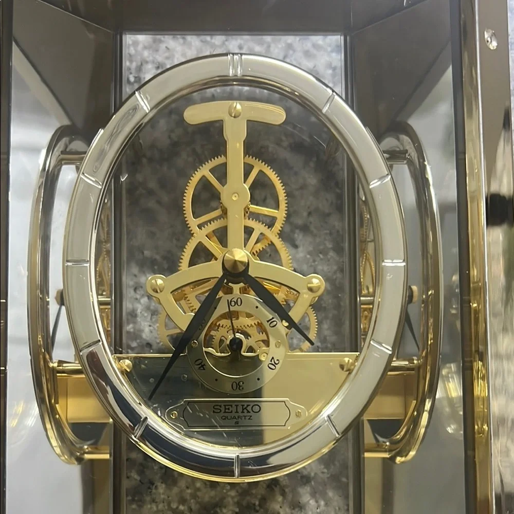 Seiko Gold and Silver Skeleton Quartz Clock
